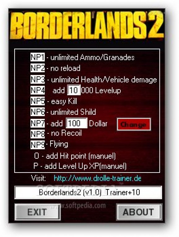 Borderlands 2 +10 Trainer for 1.0 screenshot
