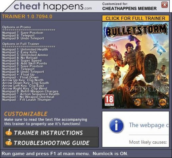 Bulletstorm +3 Trainer screenshot