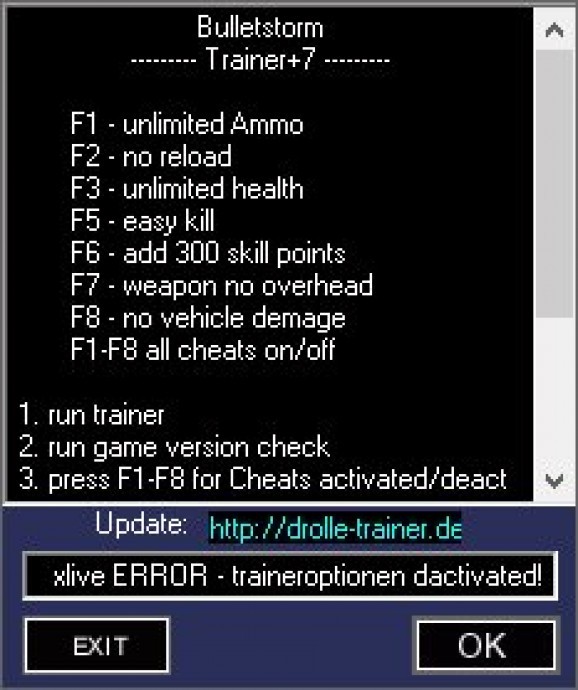 Bulletstorm +7 Trainer for 1.0.7111 screenshot