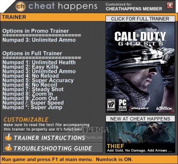Call of Duty: Ghosts +1 Trainer screenshot