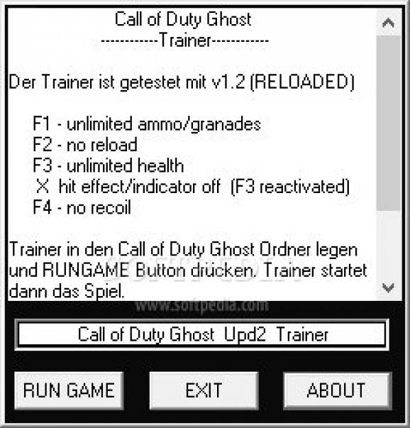 Call of Duty Ghosts +4 Trainer for 1.0 screenshot