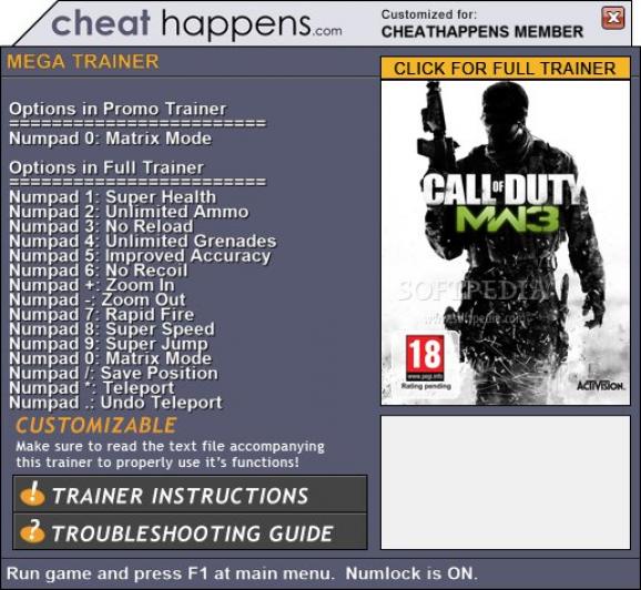 Call of Duty: Modern Warfare 3 +1 Trainer screenshot