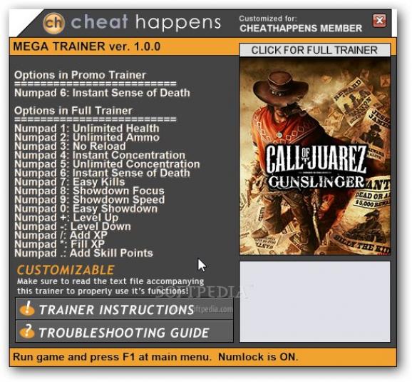 Call of Juarez: Gunslinger +1 Trainer screenshot