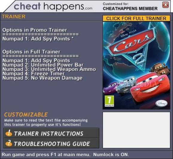 Cars 2 +1 Trainer screenshot