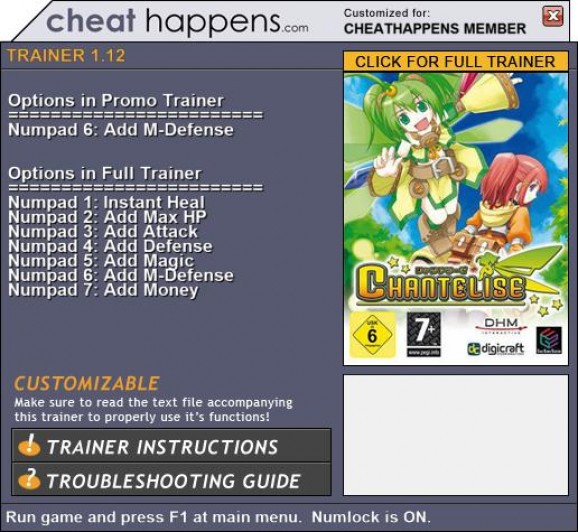 Chantelise +1 Trainer screenshot