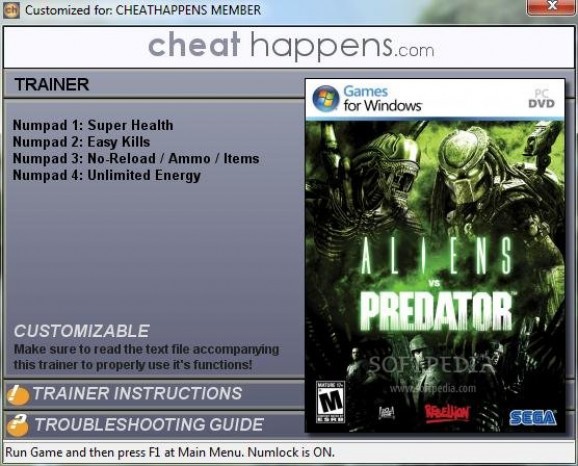 Aliens Vs Predator +4 Trainer screenshot