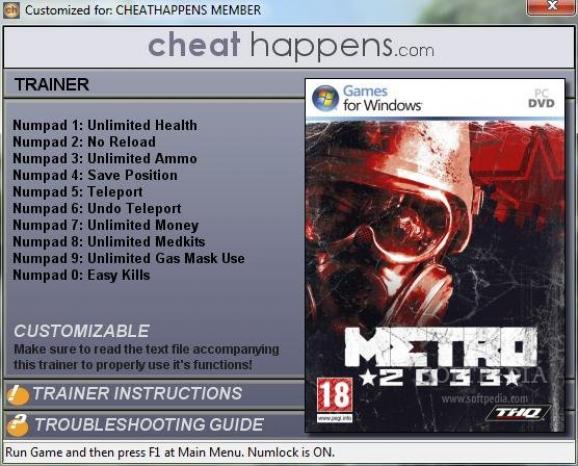 Metro 2033 +10 Trainer screenshot
