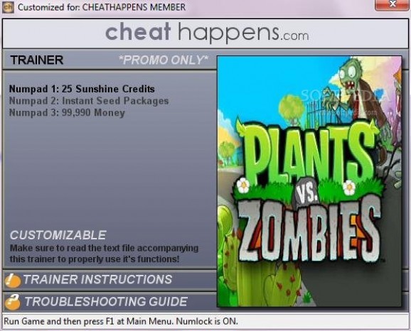 Plants vs Zombies +1 Trainer screenshot