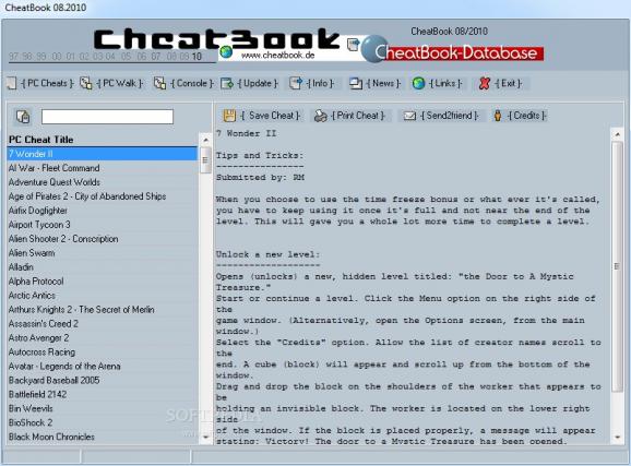 CheatBook August 2010 screenshot