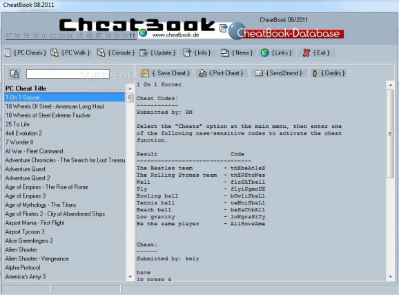 CheatBook August 2011 screenshot