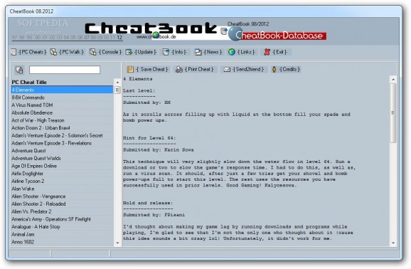 CheatBook August 2012 screenshot