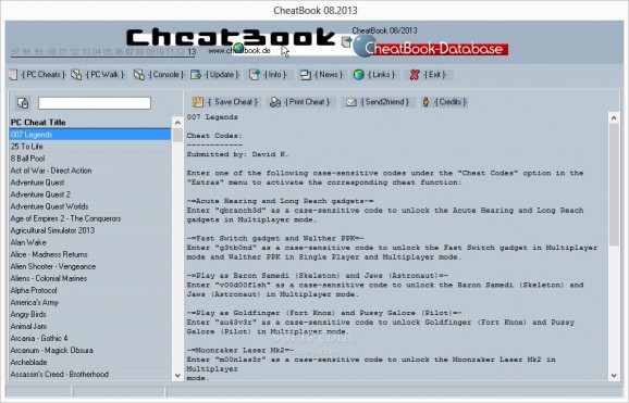 CheatBook August 2013 screenshot