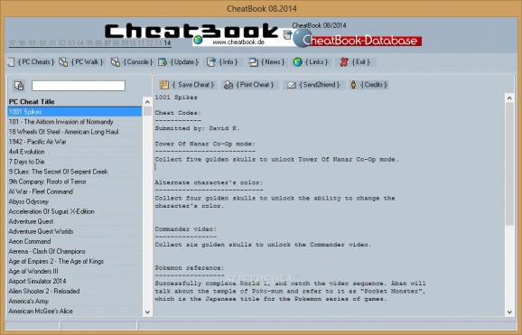 CheatBook August 2014 screenshot