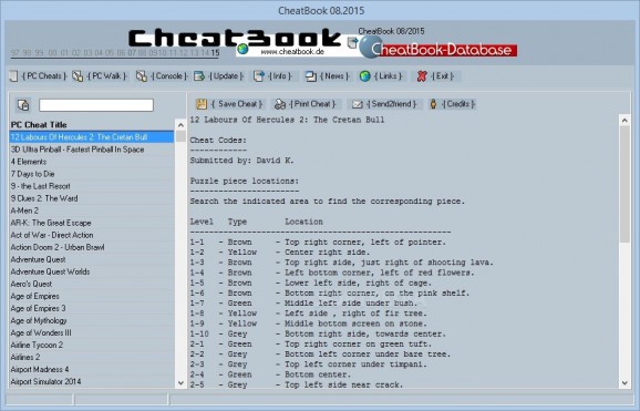 CheatBook August 2015 screenshot