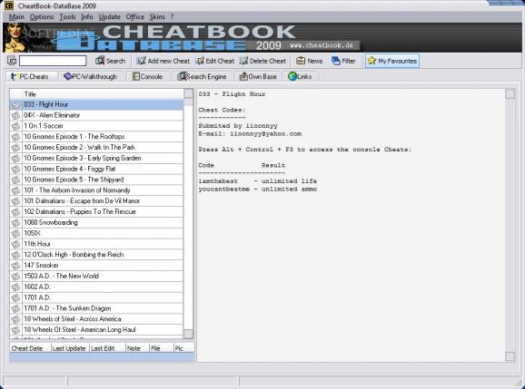 CheatBook DataBase 2009 screenshot