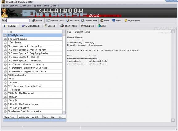 CheatBook DataBase 2012 screenshot