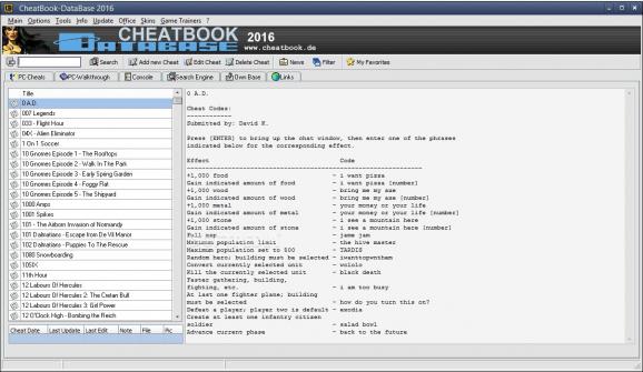 CheatBook DataBase 2016 screenshot