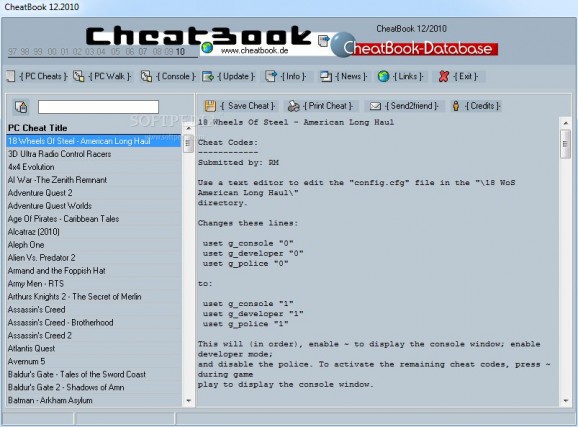 CheatBook December 2010 screenshot
