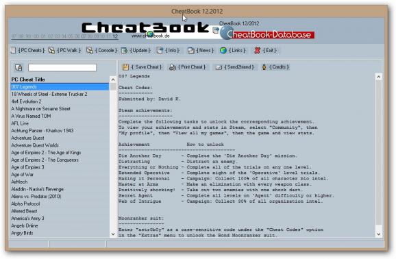 CheatBook December 2012 screenshot