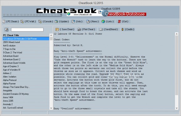 CheatBook December 2015 screenshot