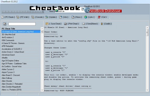 CheatBook February 2012 screenshot