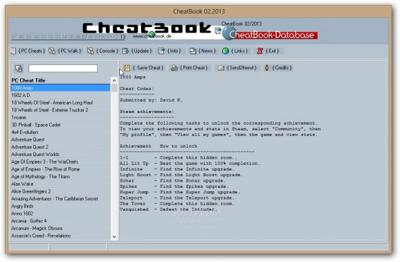 CheatBook February 2013 screenshot