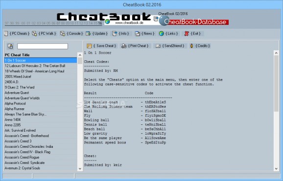 CheatBook February 2016 screenshot
