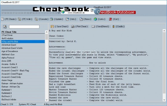 CheatBook February 2017 screenshot