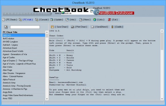 CheatBook October 2013 screenshot