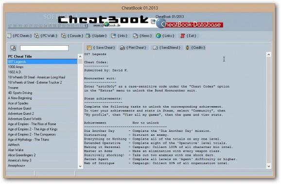 CheatBook January 2013 screenshot