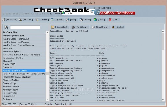 CheatBook July 2013 screenshot