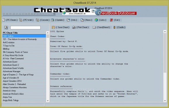 CheatBook July 2014 screenshot
