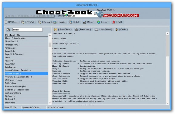 CheatBook March 2013 screenshot