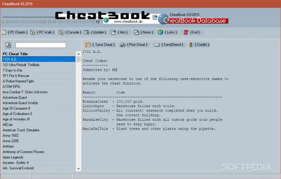 CheatBook March 2019 screenshot