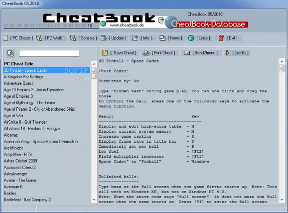 CheatBook May 2010 screenshot