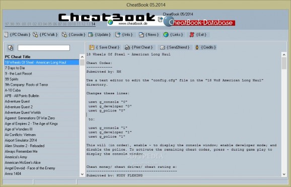 CheatBook May 2014 screenshot