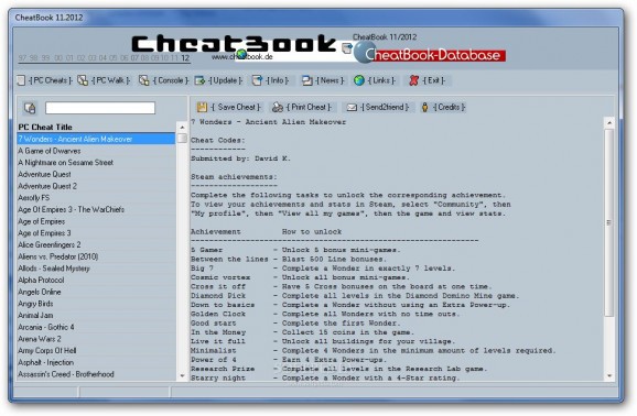 CheatBook November 2012 screenshot