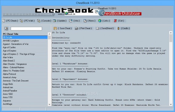 CheatBook November 2013 screenshot