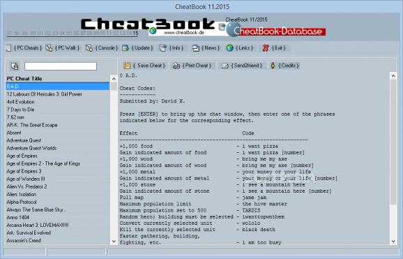 CheatBook November 2015 screenshot