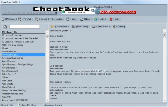 CheatBook October 2015 screenshot