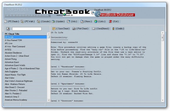 CheatBook September 2012 screenshot