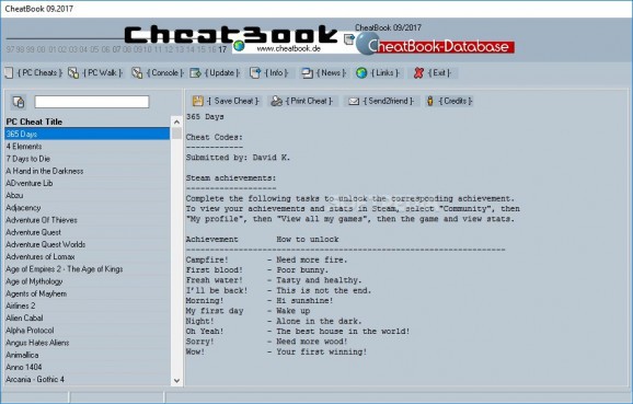 CheatBook September 2017 screenshot