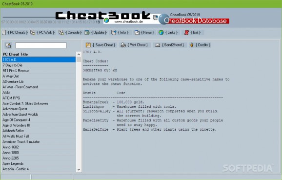 CheatBook May 2019 screenshot