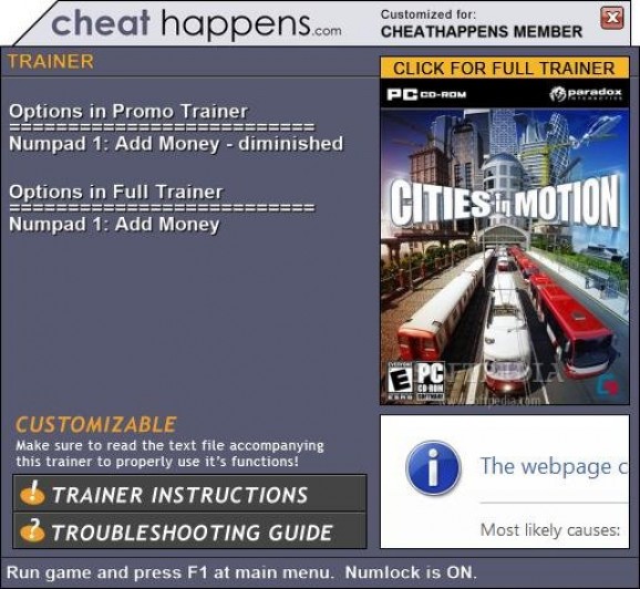 Cities in Motion +1 Trainer screenshot