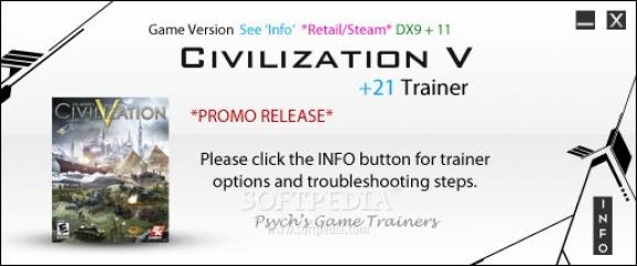 Civilization V +1 Trainer for 1.0.3.18 screenshot
