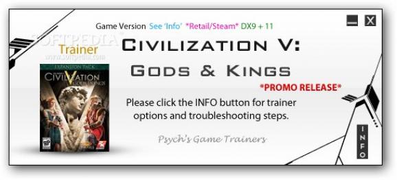Civilization V: Gods and Kings +1 Trainer for 1.0.1.674 screenshot