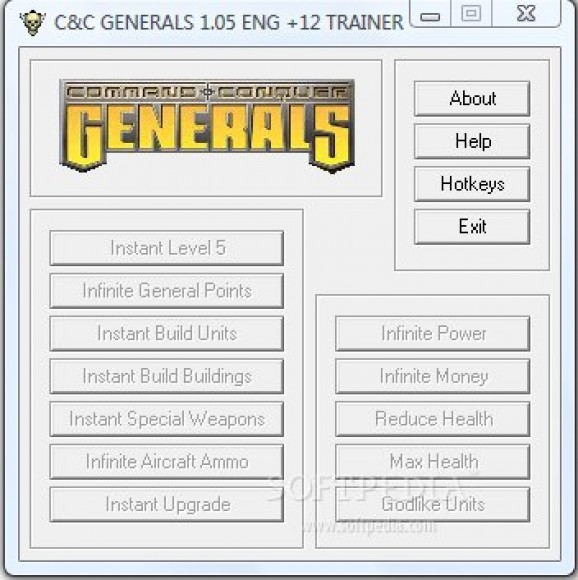Command & Conquer Generals +12 Trainer for 1.05 screenshot