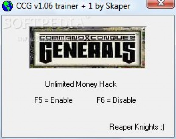 Command & Conquer Generals Money Trainer for 1.06 screenshot