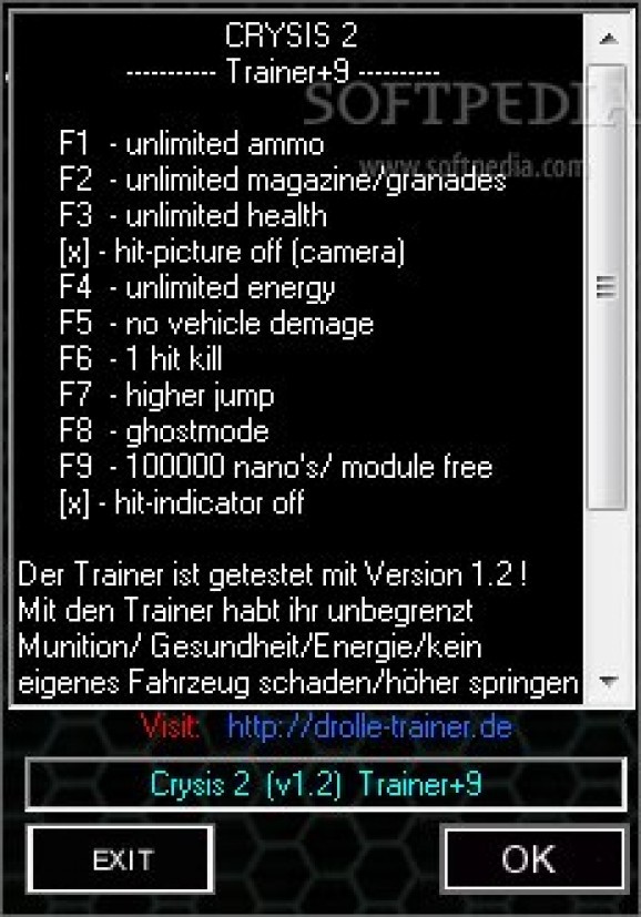 Crysis 2 +9 Trainer for 1.2 screenshot