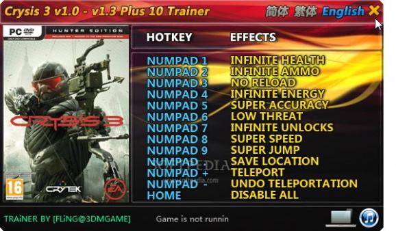 Crysis 3 +10 Trainer for 1.3 screenshot